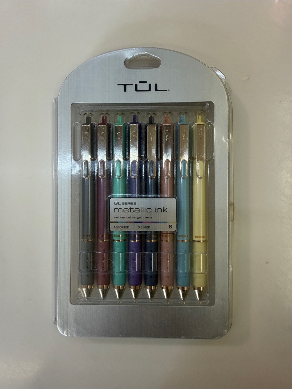 TUL GL Series Retractable Gel Pens, Assorted Metallic Ink Colors 0.8 mm Set of 8